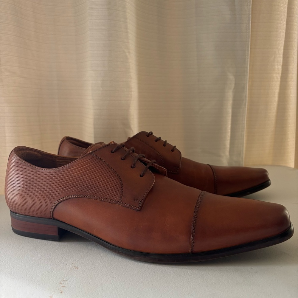 Florsheim Postino Cognac Smooth Leather Cap Toe Derby Dress Shoes 13 D Wedding